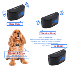 Load image into Gallery viewer, No Shock Humane Rechargeable Water Resistant  Bark Control Collar, Sound &amp; Vibration Only, For 6-120lb dogs, Neck size 6in to 27in
