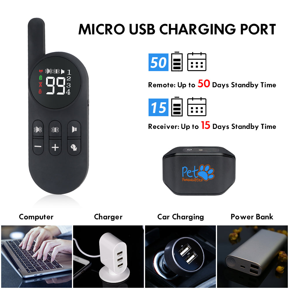 No Shock Humane Rechargeable Water Resistant Remote Control Collar, So PetPawsabilities