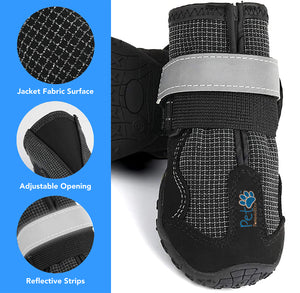 Durable Waterproof Dog Shoes, Extra Secure, Anti-Slip with Reflective Strap (Set of 4)