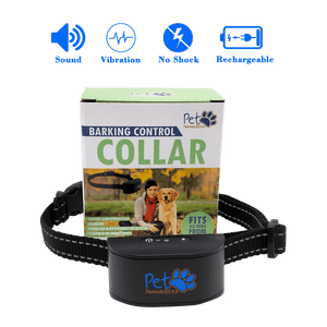 No Shock Humane Rechargeable Water Resistant  Bark Control Collar, Sound & Vibration Only, For 6-120lb dogs, Neck size 6in to 27in